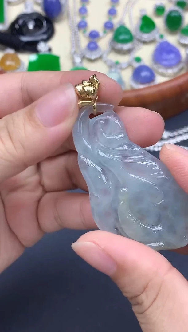 颈饰18K金镶嵌翡翠173-中国好珍宝