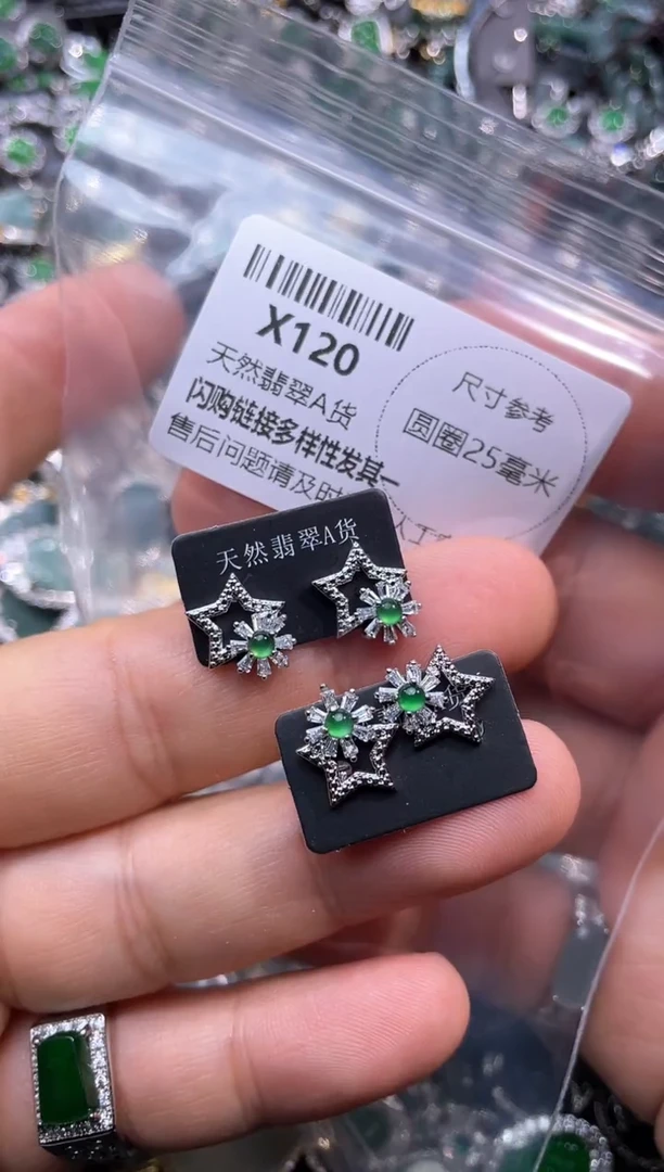 【闪购商品】翡翠颈饰未镶嵌X120耳钉 多样性发其一