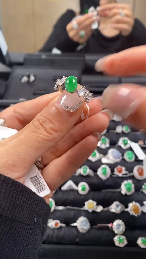 【闪购商品】翡翠戒指银S925镶嵌8838