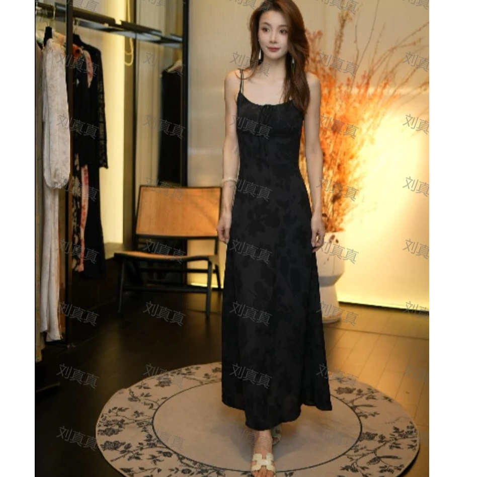【刘真真腰线杀手】Z486 菲菲法式吊带长裙连衣裙显瘦显高收腰QC