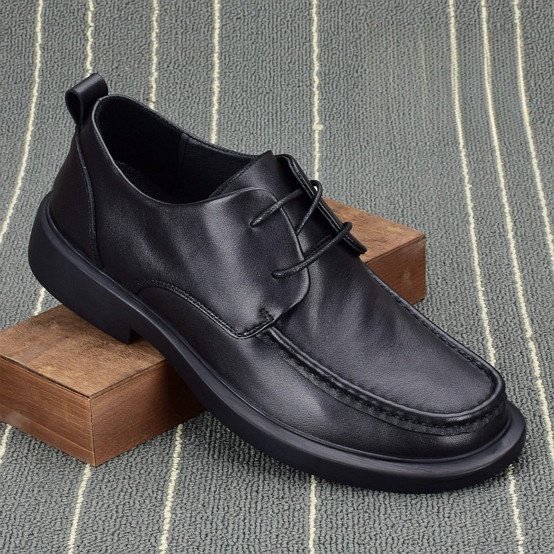 卡汐沐『精选』力荐！男鞋新款时尚系带皮鞋圆头轻便软底正装商务鞋