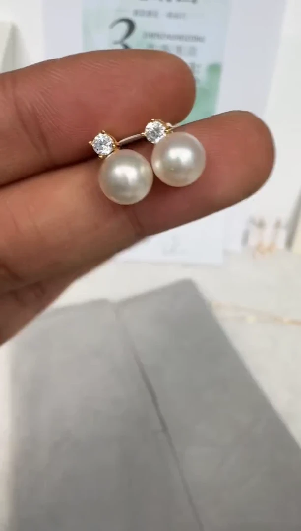 银S925镶嵌耳饰海水珍珠耳钉