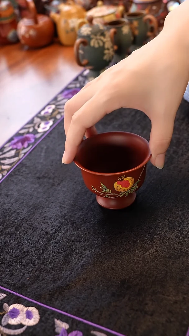 石榴高足杯子宜兴紫砂
