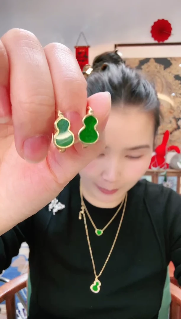 【闪购商品】翡翠耳饰银S925镶嵌耳饰