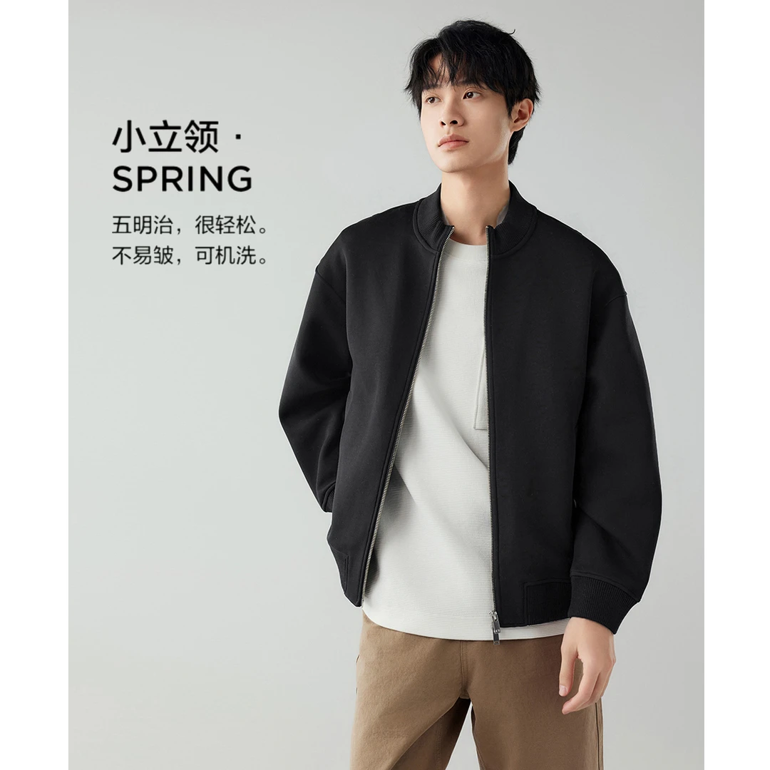 棉先生【五明治空气棉】开衫立领棒球男双开拉链卫衣外套352808004