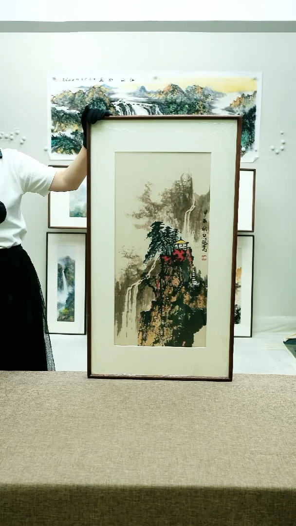 国画92*52唐鹏高手绘山水带框