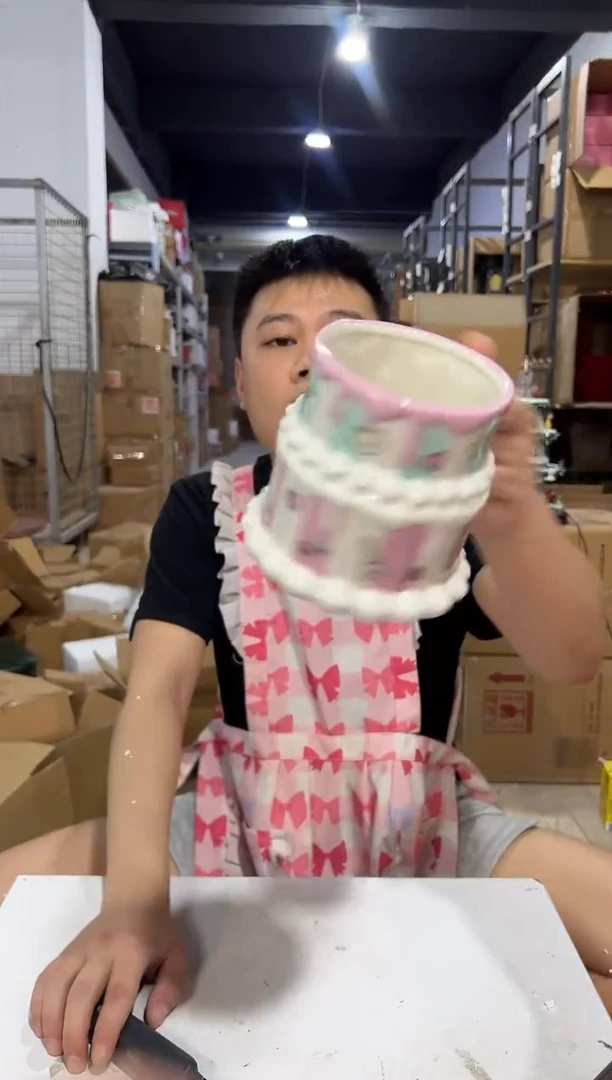 瓷片Q版玛丽猫蛋糕水杯