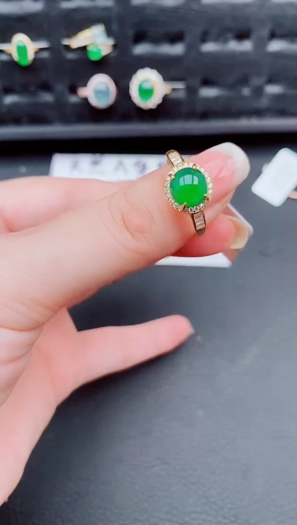 翡翠戒指银S925镶嵌天然a货翡翠208