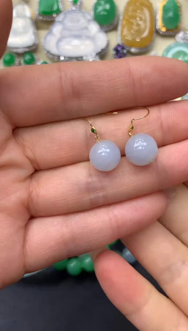 翡翠18K金镶嵌耳饰205-雪姐翡翠天天见