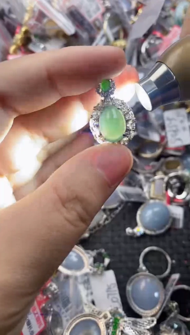 银S925镶嵌戒指翡翠555    1