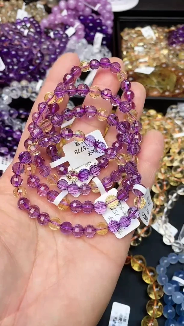 【闪购商品】水晶手链未镶嵌b12 紫黄晶6-7mm