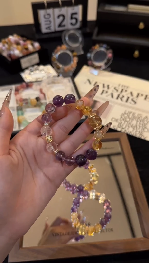 合金手链水晶紫黄x3133