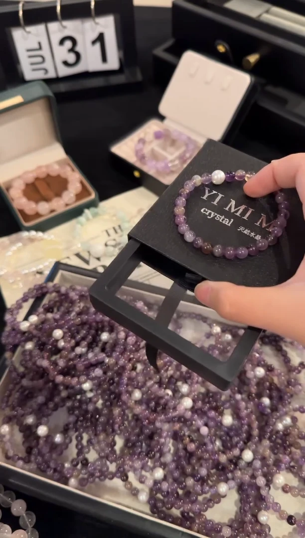 水晶手链合金紫兔毛x2013