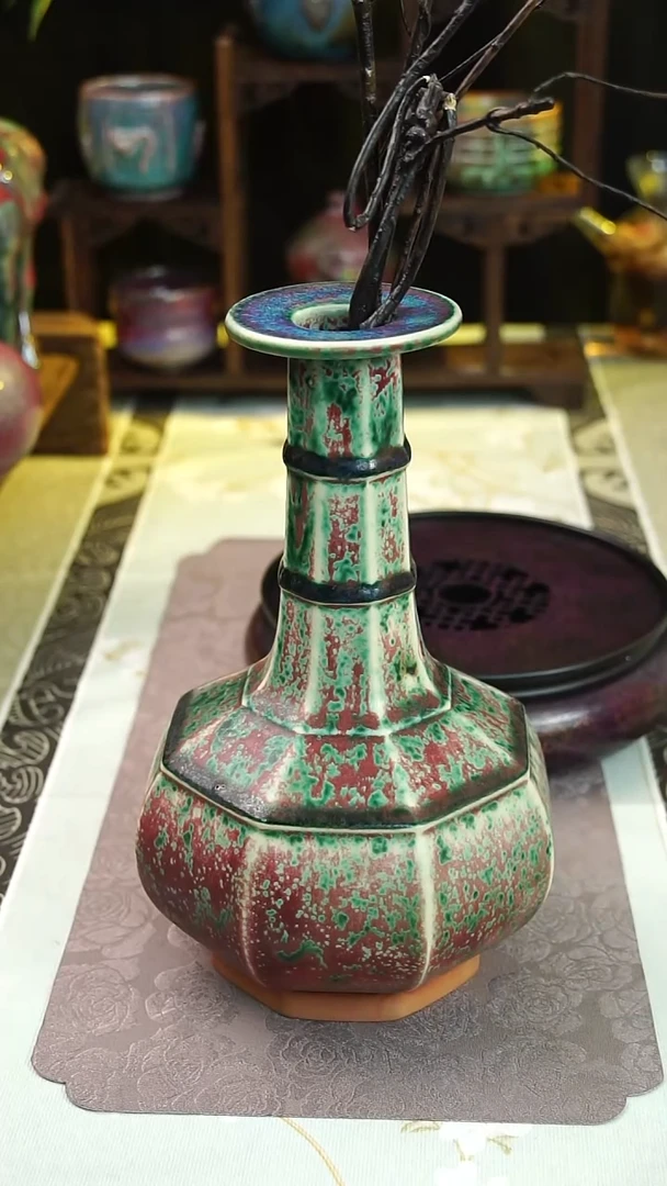 瓶钧瓷6号原矿高温钧瓷孤品收藏级炭烧花瓶