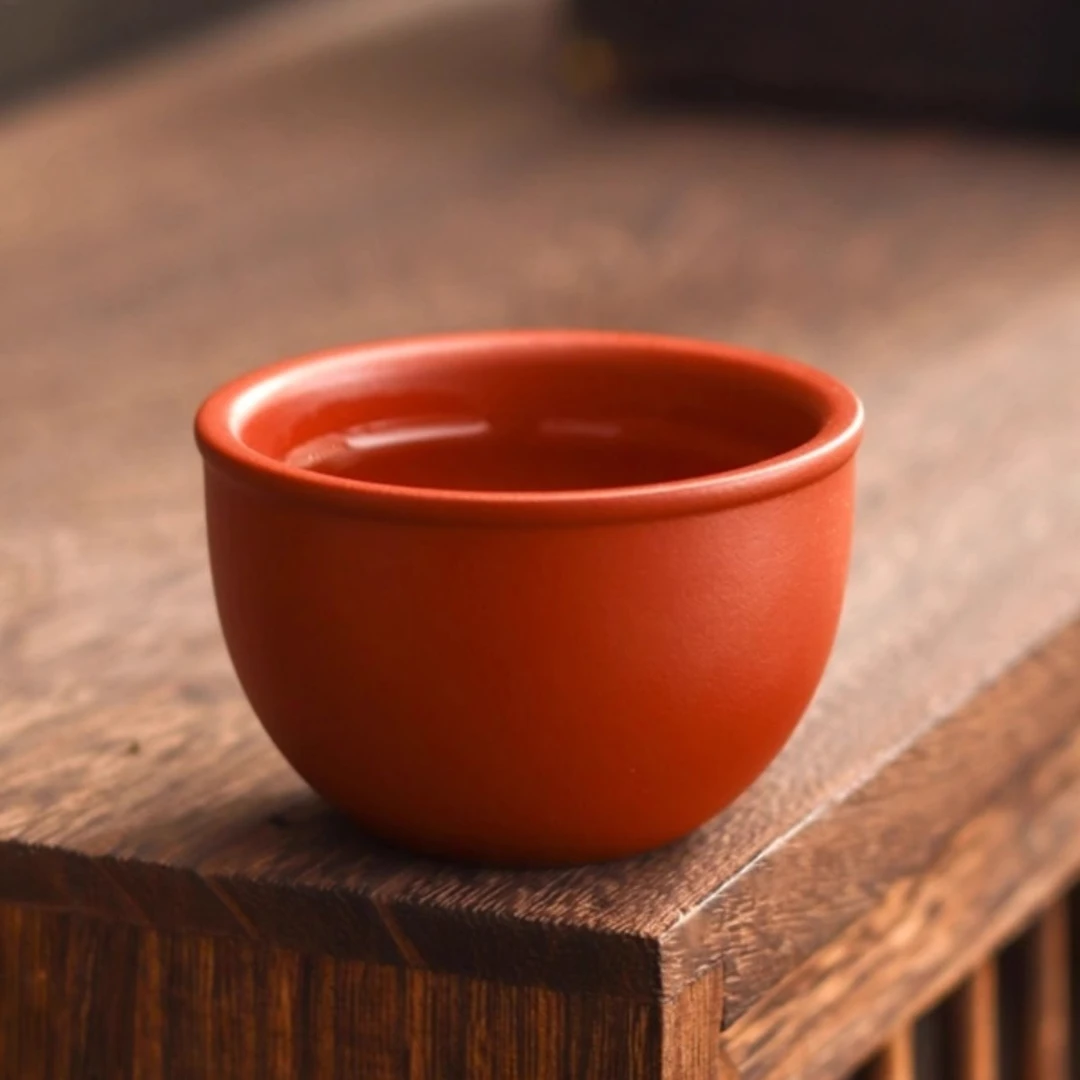 宜兴原矿纯手工小煤窑橘皮朱泥功夫茶杯品茗杯禅定杯小口杯罗汉杯