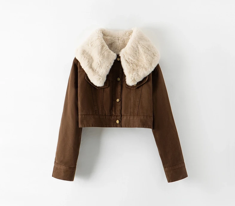 【古崎】复古设计感翻领牛仔外套女#240978