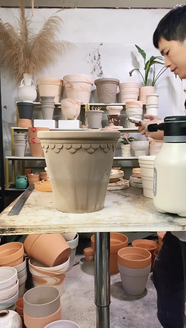 瑕疵无售后25*23灰陶巴洛克 1盆无托