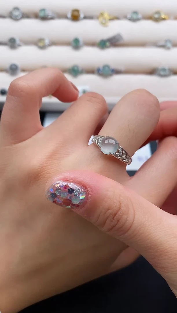 银S925镶嵌戒指翡翠2222222+1