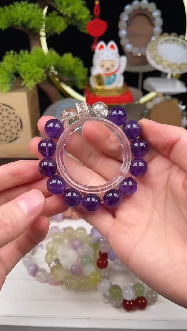 未镶嵌手串水晶乌拉圭紫水晶设计款12+