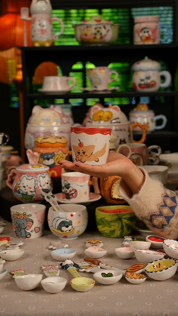 陶瓷无盖款景德镇高温釉下彩纯手绘创意瓷 默认微瑕 不退不换