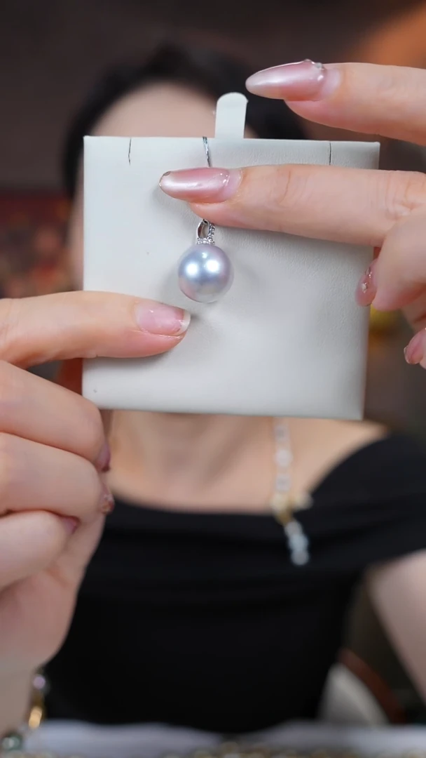 吊坠(不含链)18K金镶嵌海水珍珠澳白13-14mm