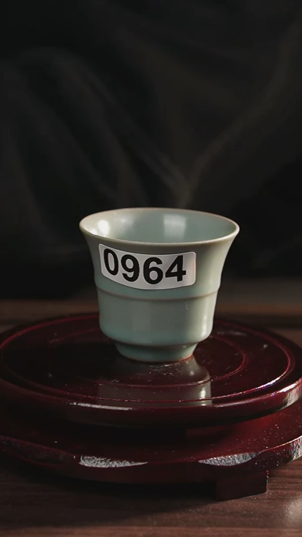 杯原矿仿古釉小敞口竹节杯
