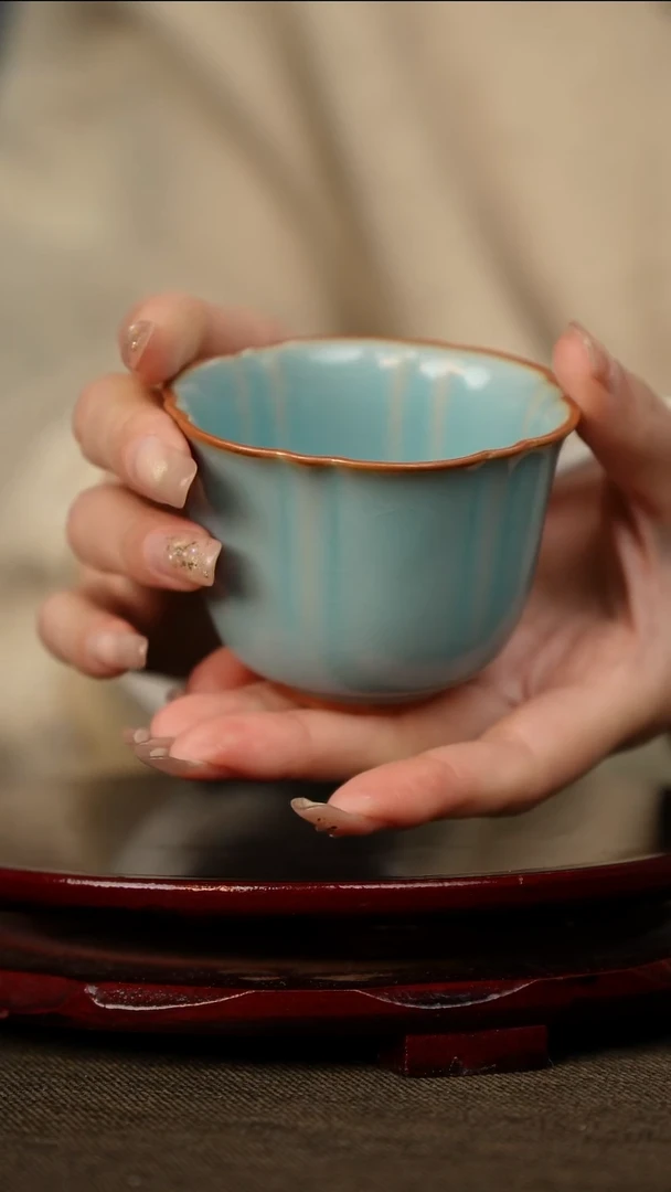 全品 天蓝 花朵杯