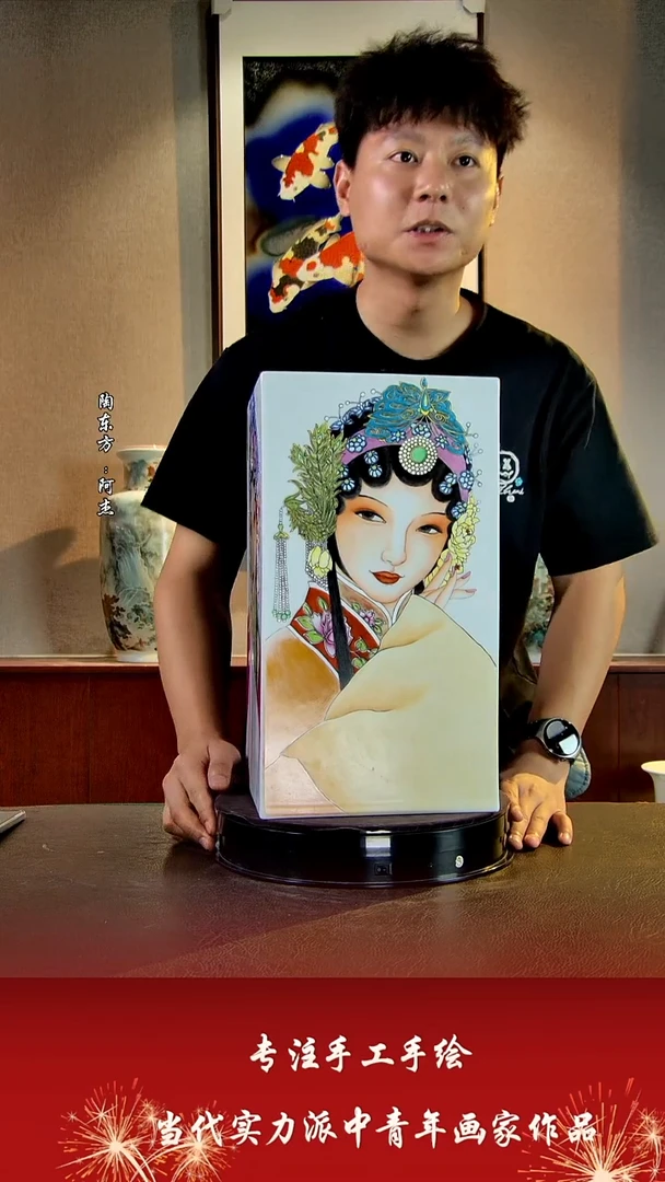 摆件景德镇陶东方艺术作品花瓶摆件瓷板画