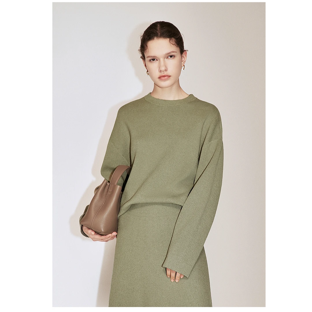 OCHIRLY欧时力落肩套头针织衫保暖气质松弛感秋新