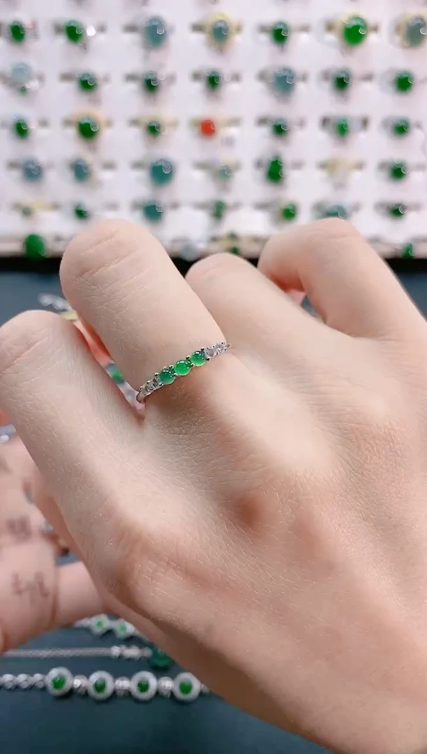 【闪购商品】翡翠戒指银S925镶嵌天然翡翠