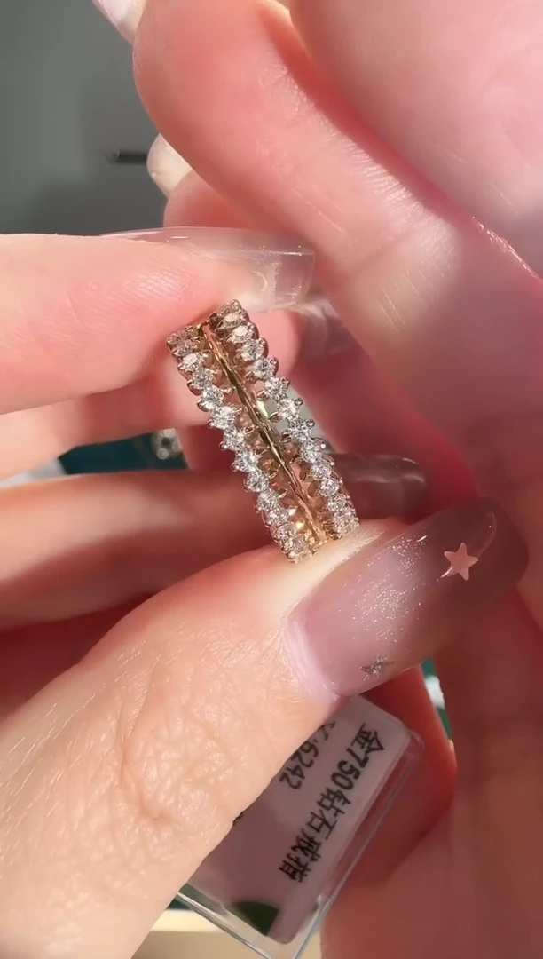 18K金镶嵌戒指/指环钻石萌*霖戒指3.48g