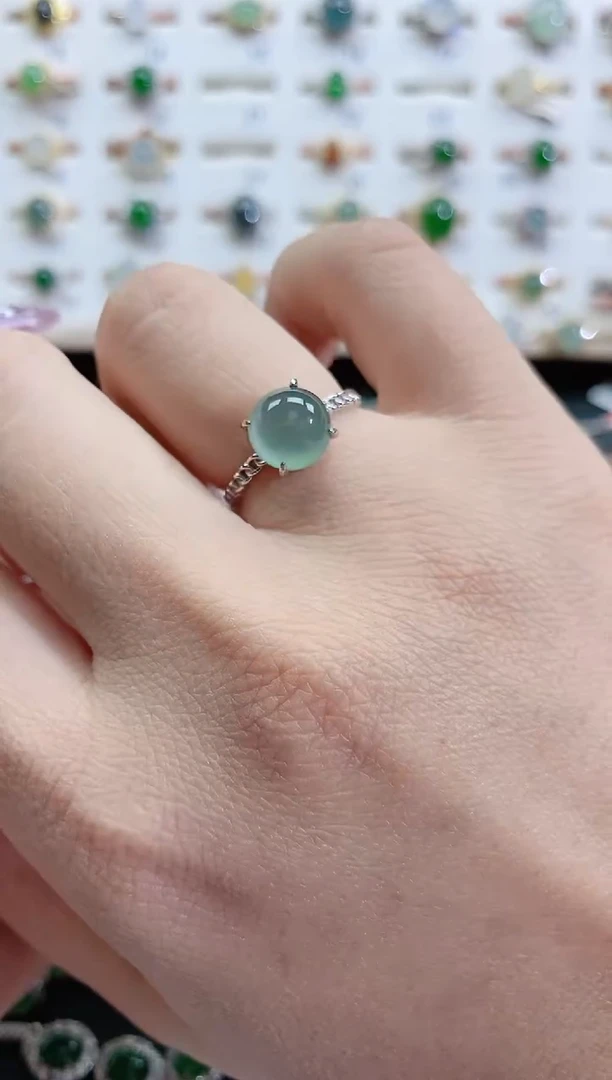银S925镶嵌戒指翡翠天然翡翠