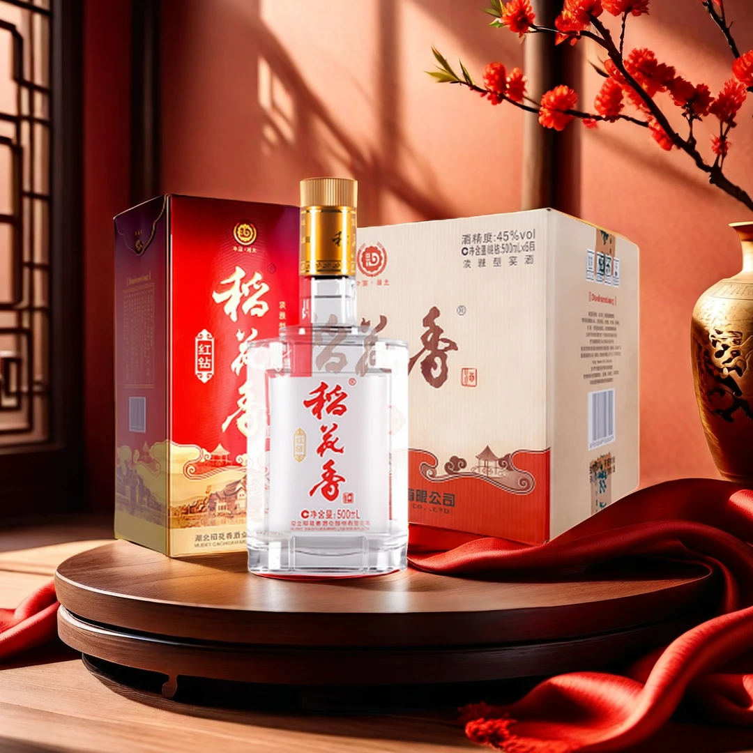 稻花香白酒旗舰店【红钻老酒】浓香型白酒2020年淡雅宴酒45度500ml