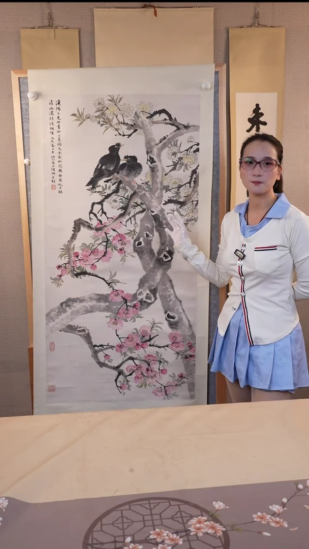 陆老师八尺花鸟作品