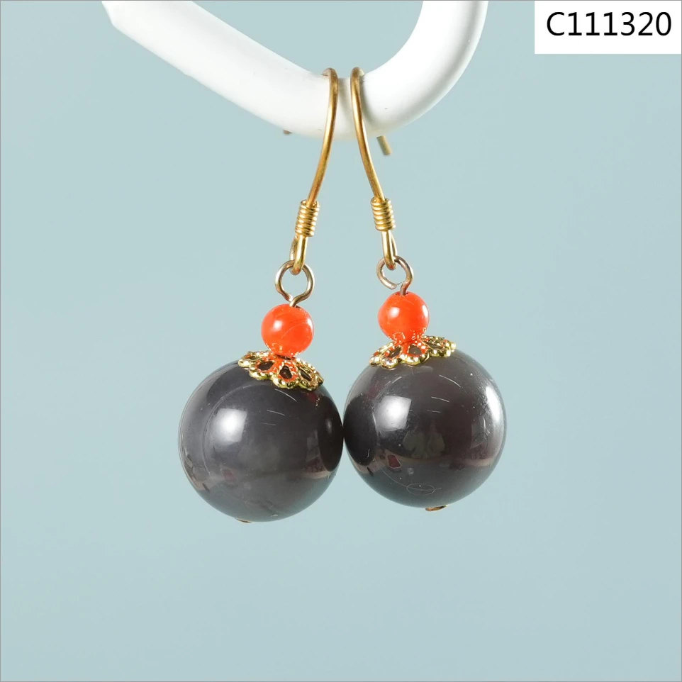 【老掌柜讲珠宝】和田玉/烟紫耳环/C111320