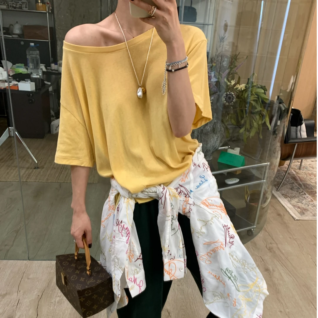 ByJunjun【多肉芒芒】 软糯亲肤大领子T恤夏季宽松短袖