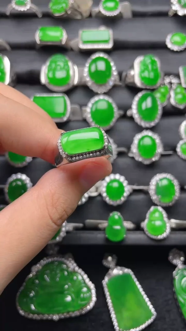 银S925镶嵌戒指翡翠翡翠