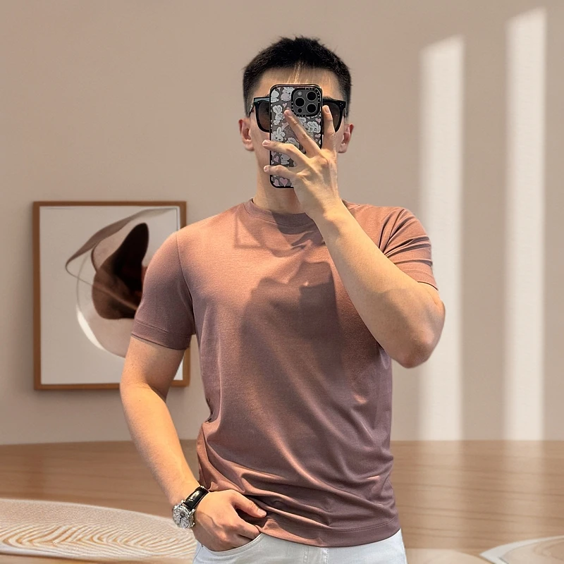 古帝特尼>“纯色亚古力“春夏新款男士潮流净版舒适圆领短袖LK-8811