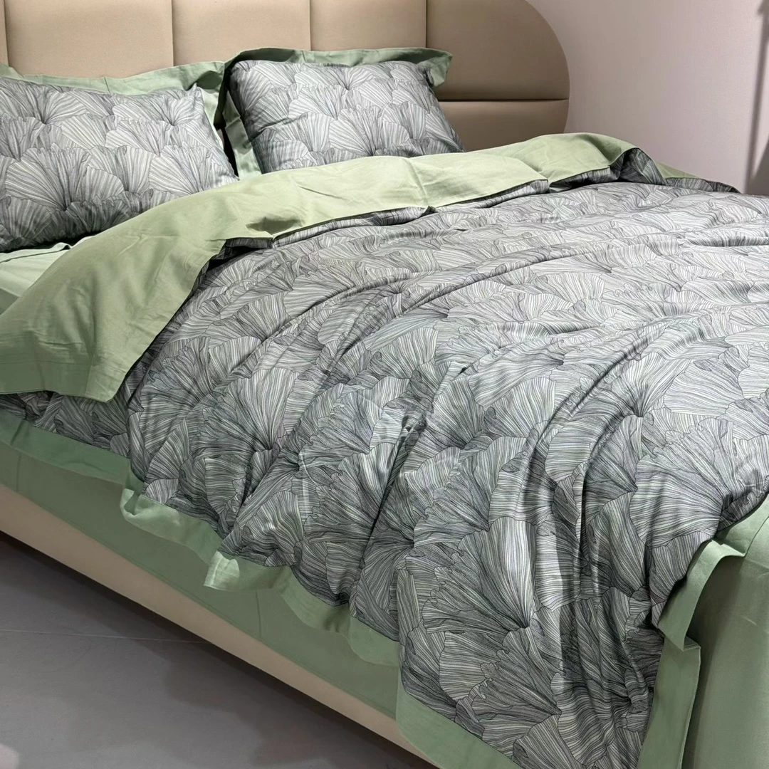 言良品至轻奢全棉匹马棉慕清风磨毛双层宽边数码印花床上四件套