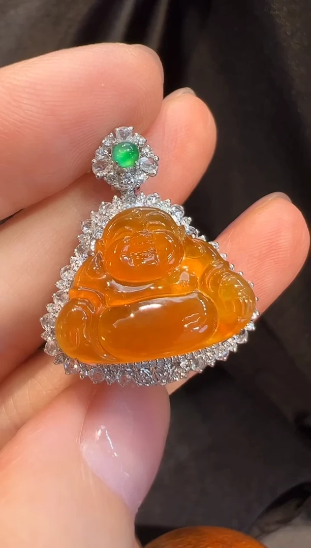 吊坠(不含链)18K金镶嵌翡翠L6吊坠