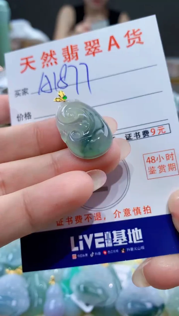 颈饰18K金镶嵌翡翠天然翡翠A货挂件