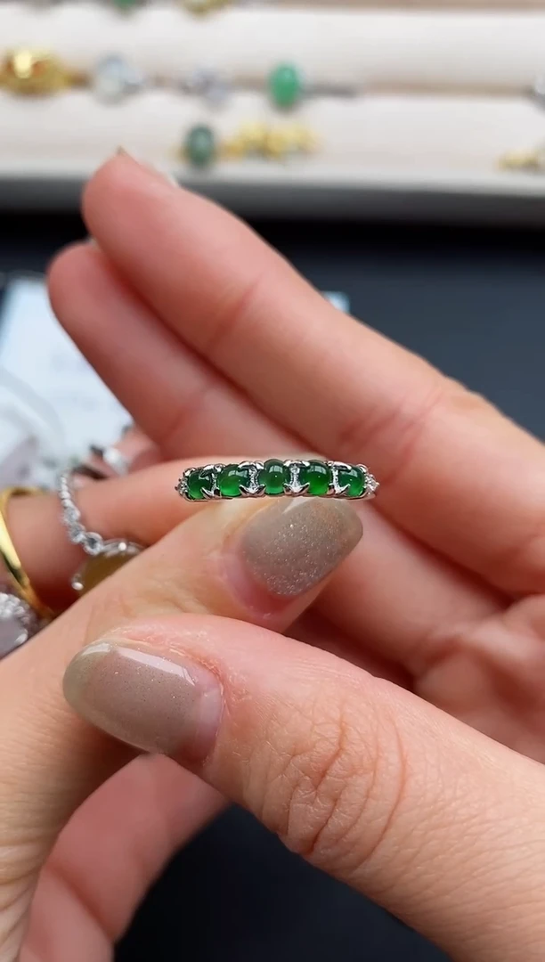 银S925镶嵌戒指翡翠4444444+10