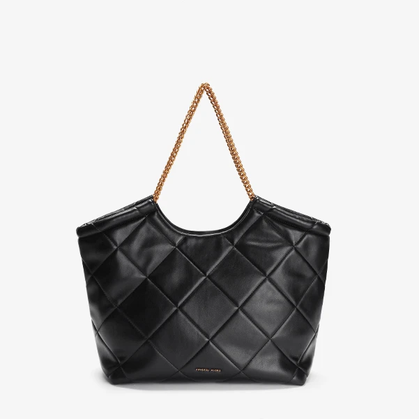 COVERAL KLORS黑金菱形格华夫格通勤机场包CK24100101黑色