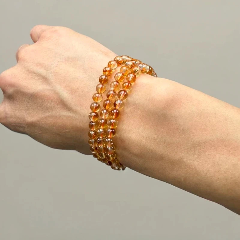 天然巴西黄水晶多圈手链（5.8m）