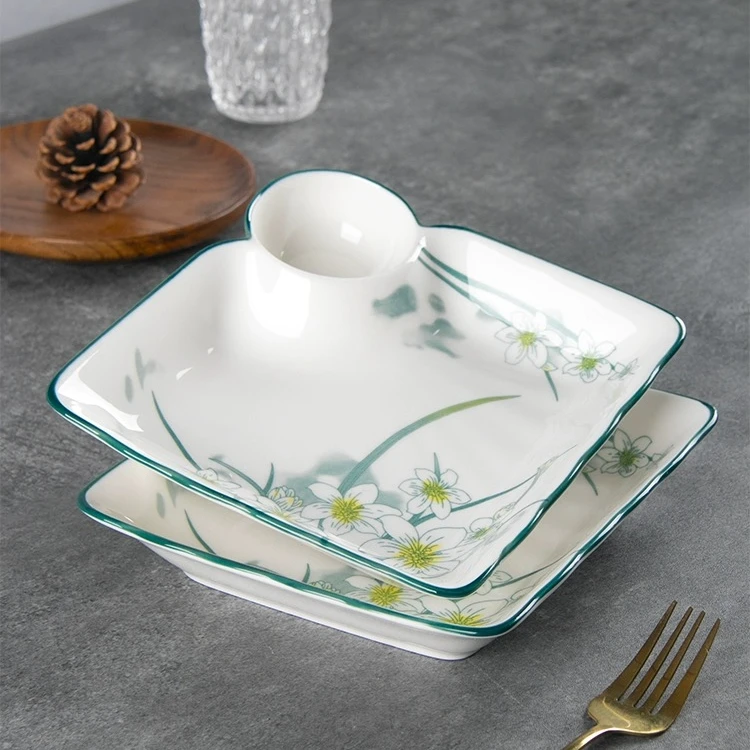 水仙花饺子盘2个装 破损补发 请勿中cha评