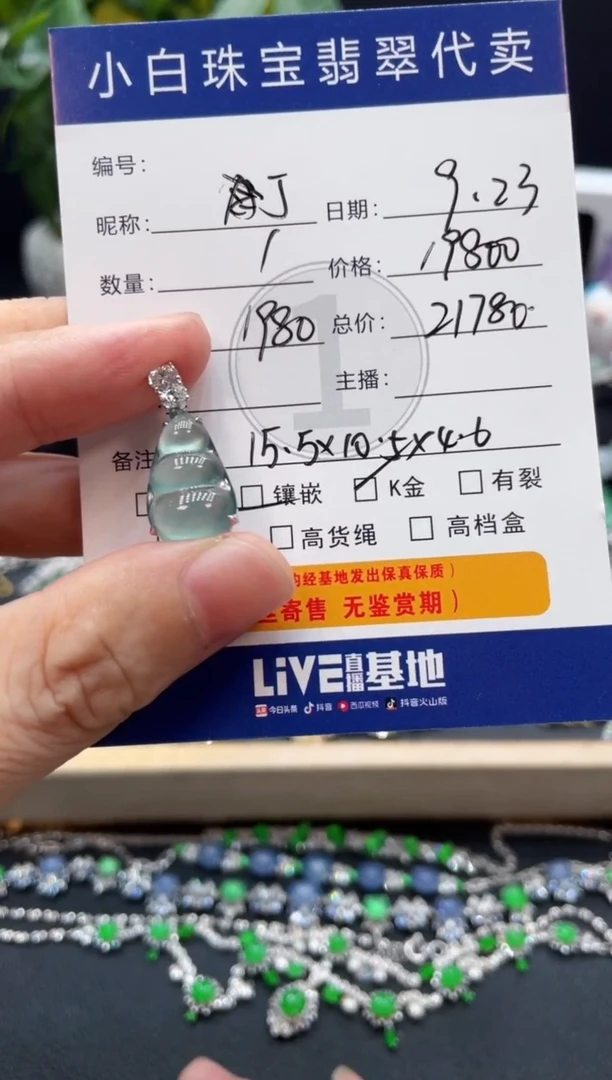 吊坠(不含链)18K金镶嵌翡翠J****w吊坠