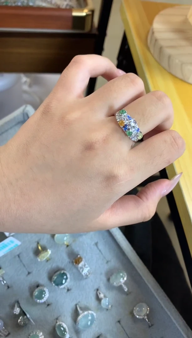 银S925镶嵌戒指翡翠15