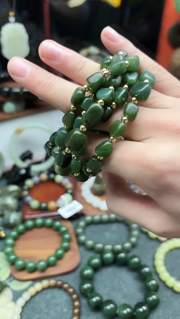 未镶嵌手链和田玉碧玉随形