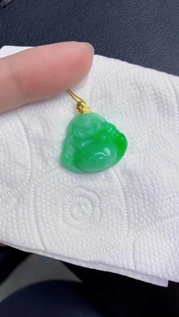 颈饰18K金镶嵌翡翠天然翡翠缅甸A货