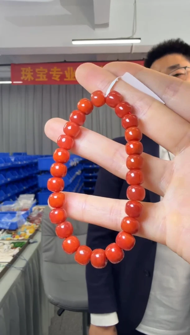 未镶嵌手串南红玛瑙南红满肉满色老型珠单圈约8-9mm